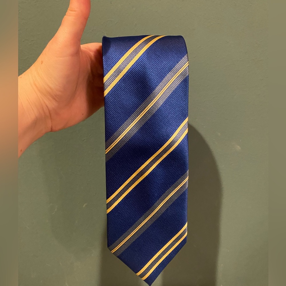 Mario Armani 100% Silk Blue Yellow Tie